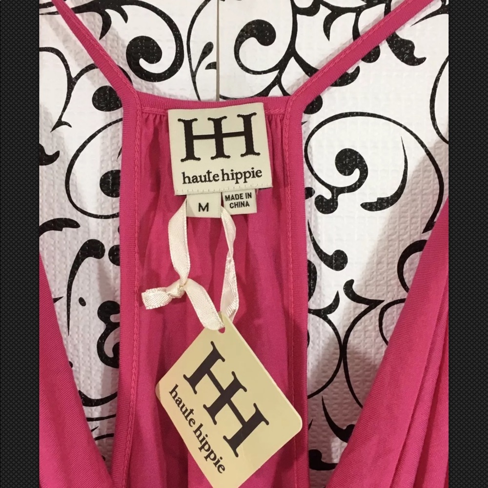 Haute Hippie pink cowl neck racer back tank top - Picture 3 of 5